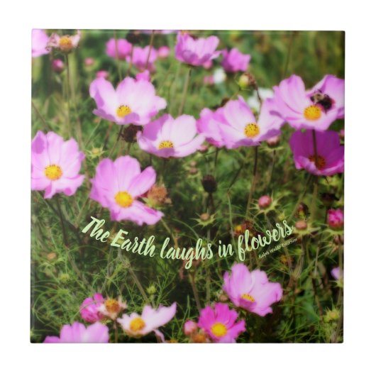 Earth Laughs in Flowers Quote Inspirerend Tegeltje (Voorkant)