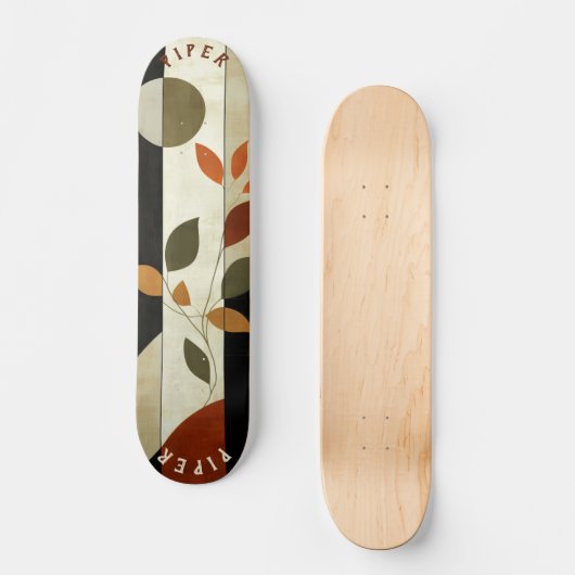 Earth Leaf Skateboard - Boho Minimalist Natural (Voorkant)