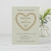 Earth Leaves Heart Olive Fall Wedding Uitnodiging (Staand voorkant)