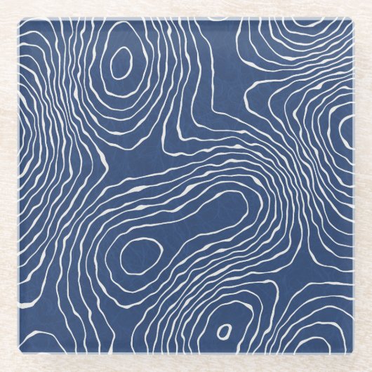 Earth Line Topografische organische print. Glazen Onderzetter (Voorkant)