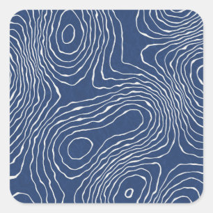 Earth Line Topografische organische print. Vierkante Sticker