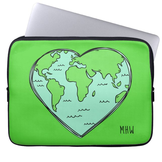 Earth Love aangepaste monogram laptophoezen Laptop Sleeve (Voorkant)