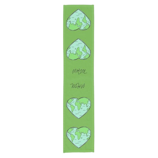 Earth Love Custom Monogram table runner Korte Tafelloper (Voorkant)