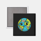 Earth Lover Day Illustratie Gift Glol Warming End Magneet (Voorkant / Achterkant)