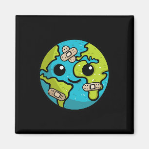 Earth Lover Day Illustratie Gift Glol Warming End Magneet