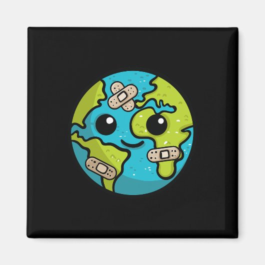 Earth Lover Day Illustratie Gift Glol Warming End Magneet (Voorkant)