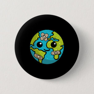 Earth Lover Day Illustratie Gift Glol Warming End Ronde Button 5,7 Cm