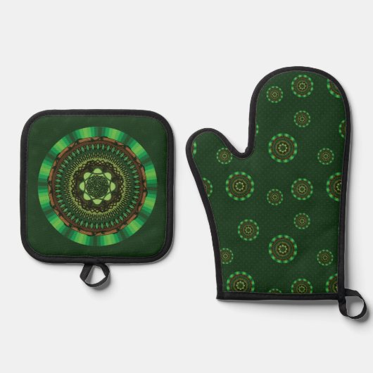 Earth Mandala Ovenwant & Pannenlap Set (Voorkant)
