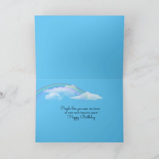 Earth met rainbow and clouds birthday kaart (Binnen)