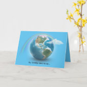 Earth met rainbow and clouds birthday kaart (Gele Bloem)