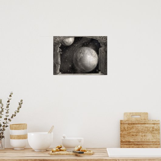 Earth Milky Way & Moon Poster (Keuken)