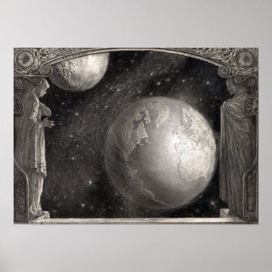 Earth Milky Way & Moon Poster (Voorkant)