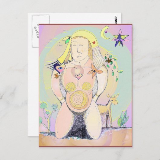 Earth Moeder Art Briefkaart (Voorkant / Achterkant)