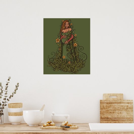 Earth Moeder Goddess Druid Poster (Keuken)
