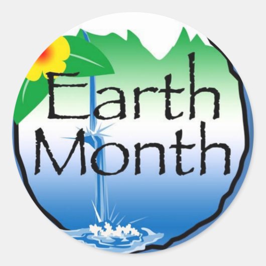 Earth Month Ronde Sticker (Voorkant)