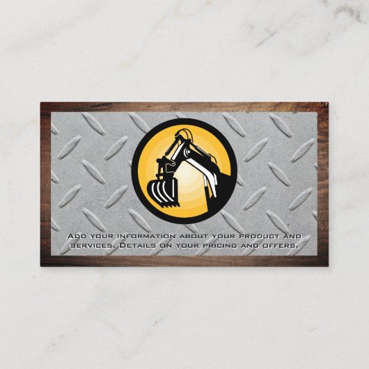 Earth Mover | Staal en hout Visitekaartje (Achterkant)