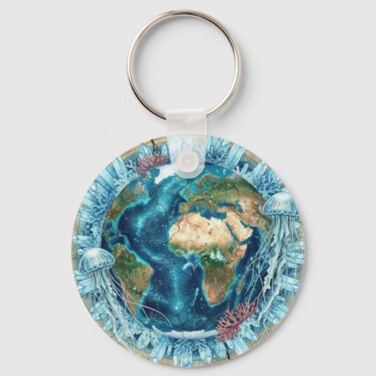 Earth Nature Fusion with Ocean Life & Crystal art  Sleutelhanger (Voorkant)
