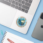 Earth Nature Fusion with Ocean Life & Crystal art  Sticker (Laptop met iPhone)