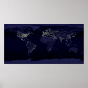 Earth Night Lights Space Poster