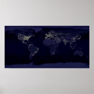 Earth Night Lights Space Poster