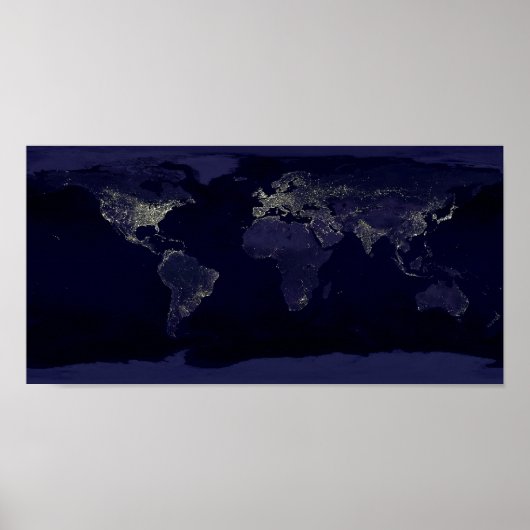 Earth Night Lights Space Poster (Voorkant)