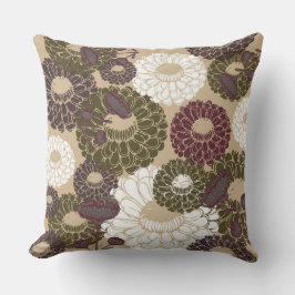 Earth Nude Tone Floral Throw Pillow Kussen