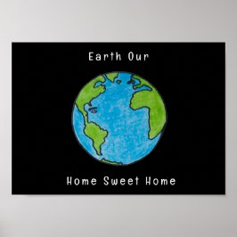 Earth Our Home Sweet Home Blank Wenskaart Poster