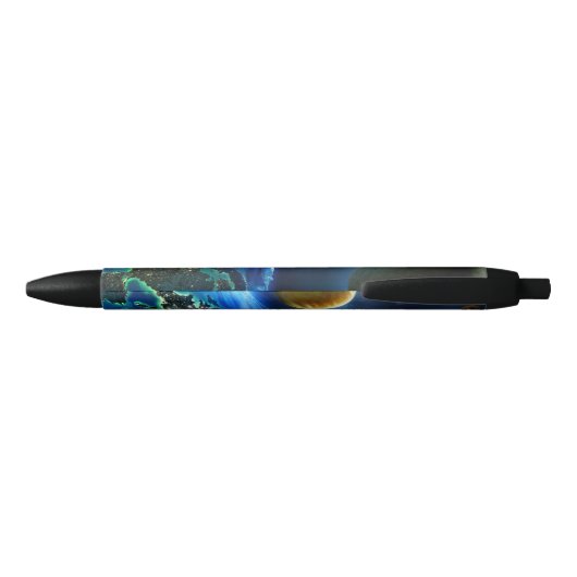 Earth Outer Space Galaxy Monogramed Zwarte Inkt Pen (Achterkant)