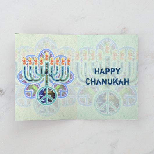 Earth Peace Menorah Chanoeka Kaarten (Binnen)