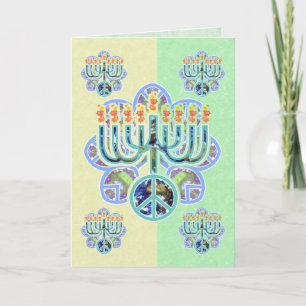 Earth Peace Menorah Chanukah-kaarten Feestdagen Kaart