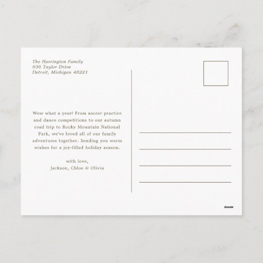 Earth Plaid Monogram Foto Kerstmis Feestdagenkaart (Achterkant)