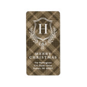 Earth Plaid Monogram Kerstretouradres Etiket (Voorkant)