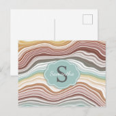 Earth Rainbow Marble Gemstone Pattern Monogram Briefkaart (Voorkant / Achterkant)