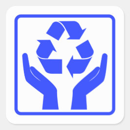 Earth Recycling blauw symbool opslaan Vierkante Sticker