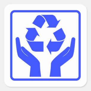 Earth Recycling blauw symbool opslaan Vierkante Sticker