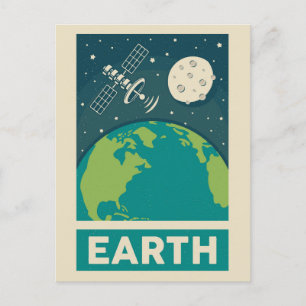 Earth Retro Galaxy Satellite Briefkaart