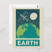 Earth Retro Galaxy Satellite Briefkaart (Voorkant / Achterkant)