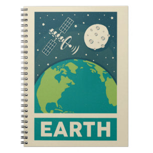 Earth Retro Galaxy Satellite Notitieboek