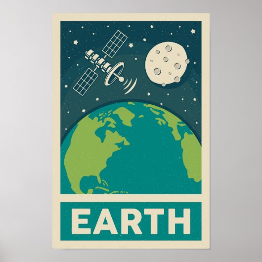 Earth Retro Galaxy Satellite Poster (Voorkant)