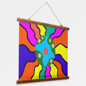 Earth Retro Vibes Art Hangend Wandkleed (Gebogen)