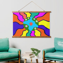 Earth Retro Vibes Art Hangend Wandkleed