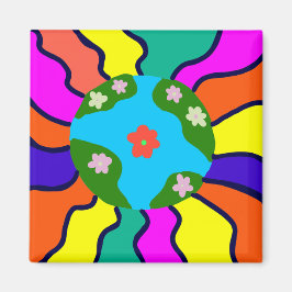 Earth Retro Vibes Art Magneet