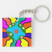Earth Retro Vibes Art Sleutelhanger (Achterkant)