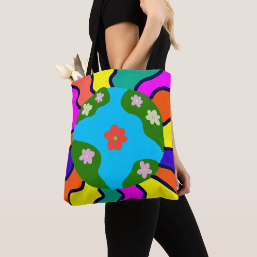 Earth Retro Vibes Art Tote Bag (Dichtbij)