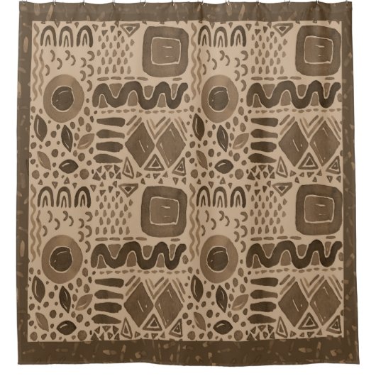 Earth Rhythms - Etnische Afrikaanse patronen in br Douchegordijn (Voorkant)