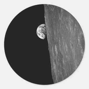 "Earth-Rise", eerste foto van de ruimte Ronde Sticker