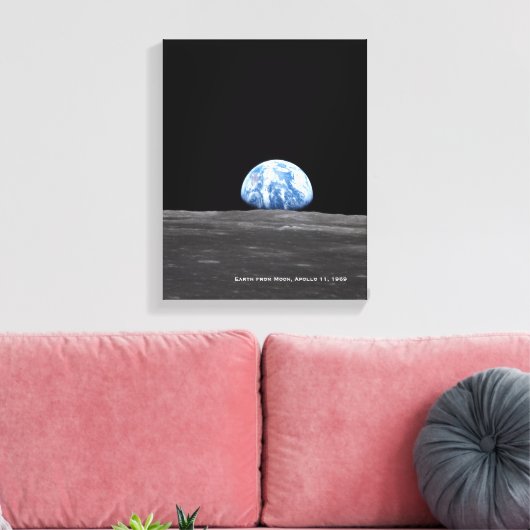 Earth Rising Over Moon, Apollo 11, 1969 Canvas Afdruk (Insitu (Woonkamer))