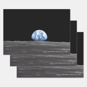 Earth Rising Over Moon, Apollo 11, 1969 Inpakpapier Vel
