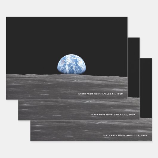 Earth Rising Over Moon, Apollo 11, 1969 Inpakpapier Vel (Set)