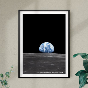 Earth Rising Over Moon, Apollo 11, 1969 Poster